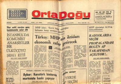 Ortadoğu Gazetesi 30 Eylül 1975 - Türkeş MHPnin İktidarı Ekonomik Zafer Getirecek GZ73909 - 1