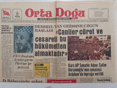 Ortadoğu Gazetesi - 4 Ekim 1979 - FKO Başkanı Arafat Türkiyeye Gelecek GZ111575 - 1