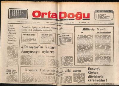 Ortadoğu Gazetesi 4 Haziran 1975 - İran Kıbrıs Konusunda Tezimizi Destekliyor GZ73918 - 1