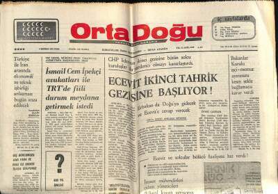 Ortadoğu Gazetesi 6 Haziran 1975 - Ecevit İkinci Tahrik Gezisine Başlıyor! GZ73933 - 1