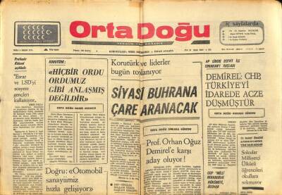 Ortadoğu Gazetesi 8 Ekim 1974 - Pamuk Üreticisi , Taban Fiyatının , 10 Liranın Üstünde Olmasını İstedi - Korutürk Ve Liderler Bugün Toplanıyor GZ93333 - 1