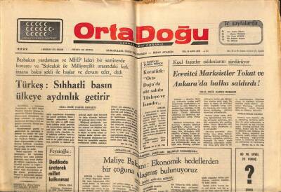 Ortadoğu Gazetesi 8 Haziran 1975 - Ecevitci Marksistler Tokat Ve Ankarada Halka Saldırdı ! GZ73904 - 1