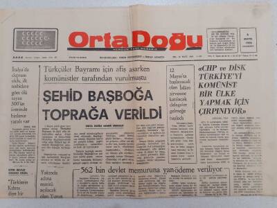 Ortadoğu Gazetesi - 8 Mayıs 1976 - Şehit Başboğa Toprağa Verildi GZ111482 - 1
