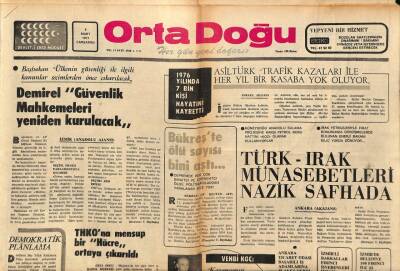 Ortadoğu Gazetesi 9 Mart 1977 - Demirel Güvenlik Mahkemeleri Yeniden Kurulacak GZ90160 - 1