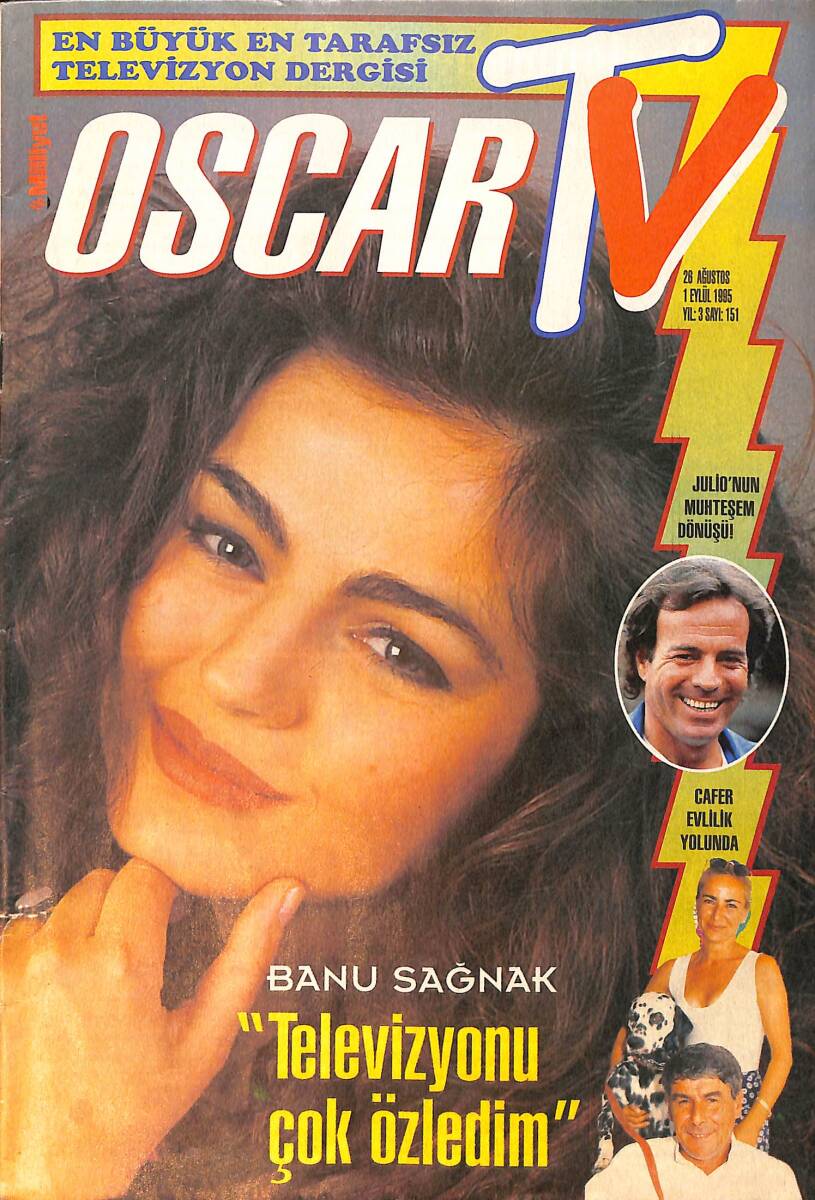 Oscar Tv Dergisi 26 Ağustos -1 Eylül 1995 Sayı: 151 -Şebnem Özinal- Onur Belge- Dikmen Seyman- Güven Göktaş- Banu Sağnak - Kadir Yılmaz - Ercan Yazgan NDR91717 - 1