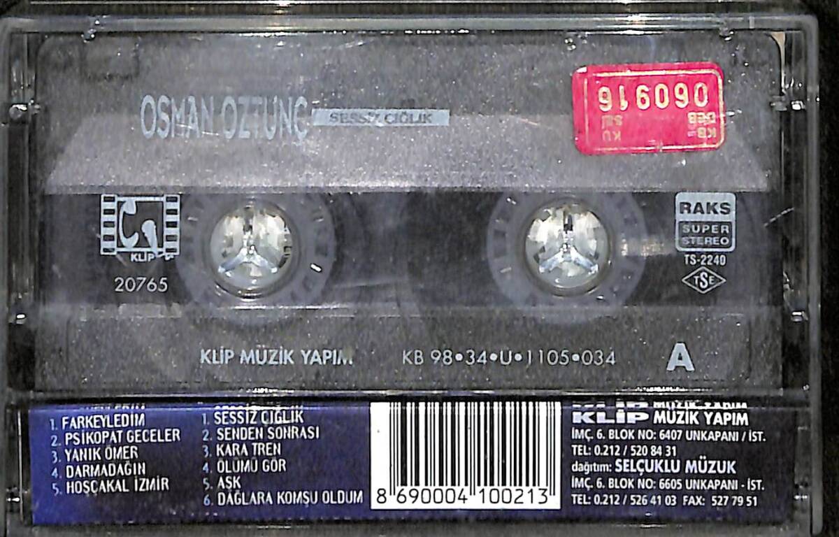 Osman Öztunç - Sessiz Çığlık Orijinal Kaset (İkinci El) *Klip Müzik - Kırmızı Bandrol - 1998* KST29900 - 2