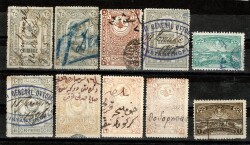 Osmanlı 1896 Crédit Général Ottoman Banka Mühürlü ve El Yazılı Rüsum Pulları Lotu - 10 Adet PPT2729 - 