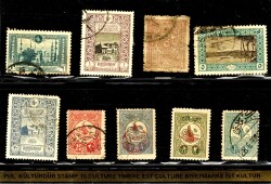 Osmanlı 1914 Londra Baskısı ve Tarih Damgalı Pullar Lotu 9 Parça PPT2715 - 