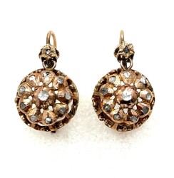 Osmanlı Antika Elmas Taşlı Gül Küpe ELM221 #7.04 - Gökçekoleksiyon