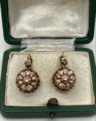 Osmanlı Antika Elmas Taşlı Gül Küpe ELM221 #7.04 - 2