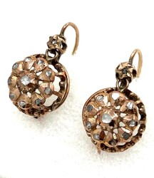 Osmanlı Antika Elmas Taşlı Gül Küpe ELM221 #7.04 - 4