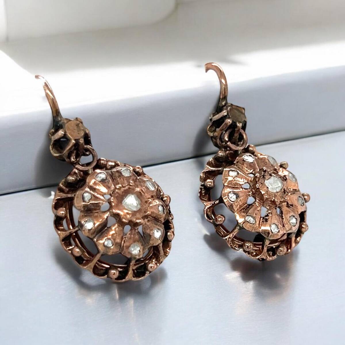 Osmanlı Antika Elmas Taşlı Gül Küpe ELM228 #5.20 - 1