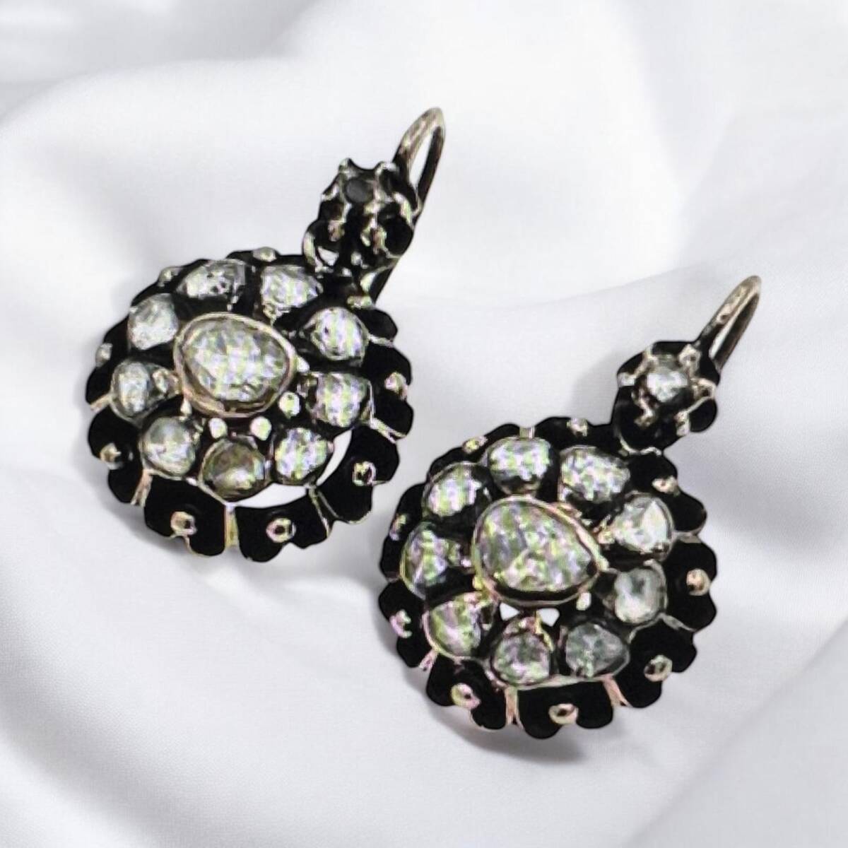 Osmanlı Antika Elmas Taşlı Gül Küpe ELM237 #23.07 - 2