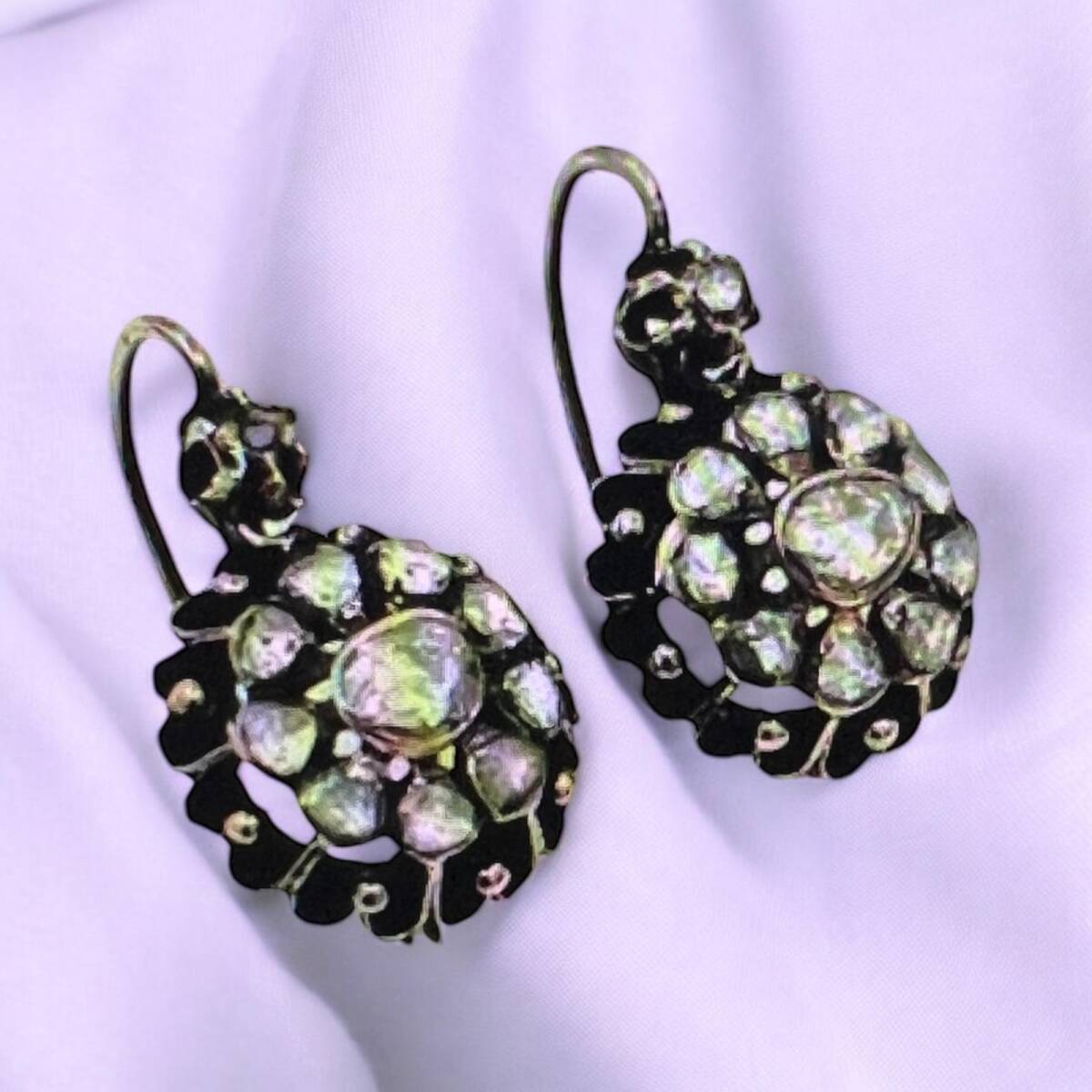 Osmanlı Antika Elmas Taşlı Gül Küpe ELM237 #23.07 - 1