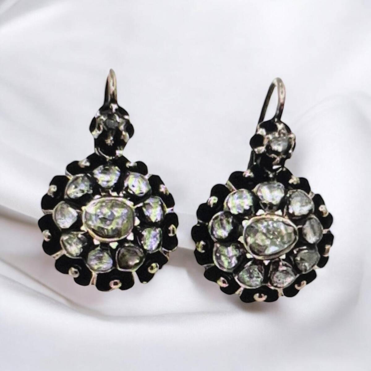 Osmanlı Antika Elmas Taşlı Gül Küpe ELM237 #23.07 - 4