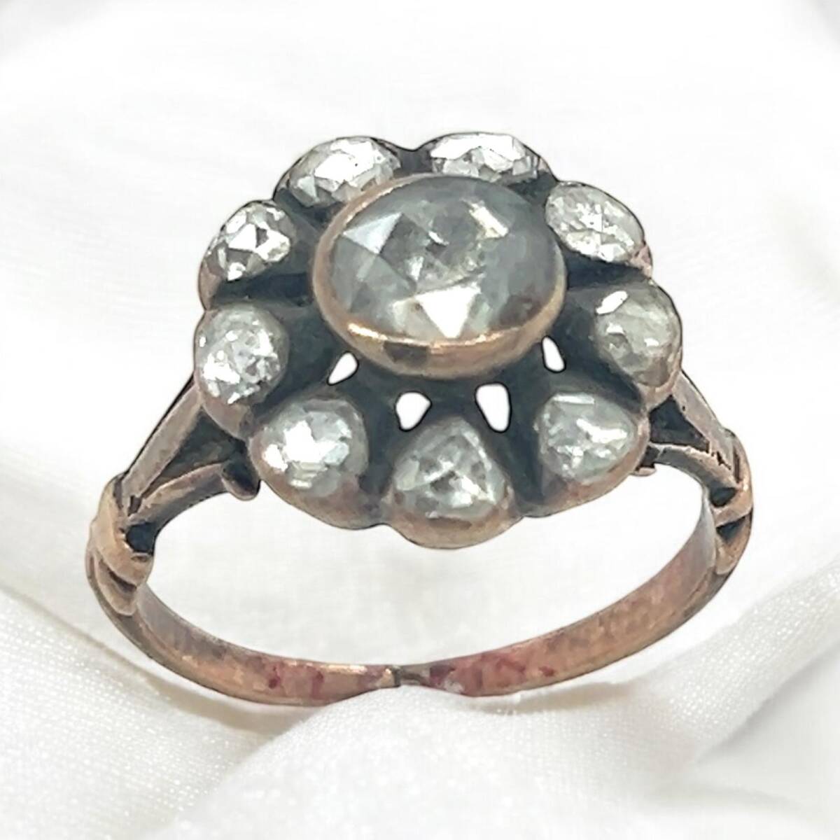 Osmanlı Dönemi 8 Ayar Elmas Gül Yüzük ELM225 #13.82 - 5