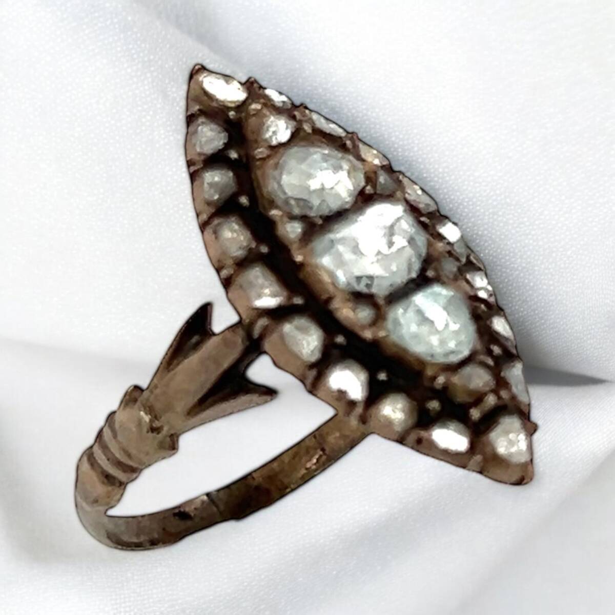 Osmanlı Dönemi 8 Ayar Elmas Mekik Yüzük ELM185 #11.80 - 3