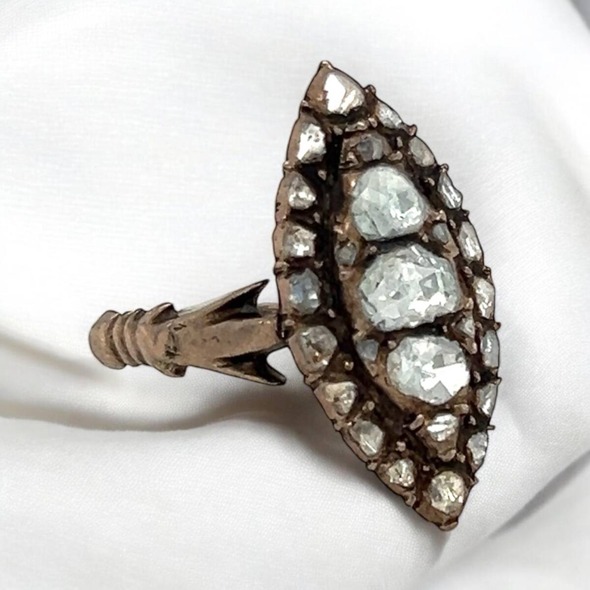 Osmanlı Dönemi 8 Ayar Elmas Mekik Yüzük ELM185 #11.80 - 2