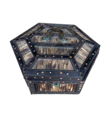 Osmanlı Dönemi El İşçiliği Sedef Kakma Ahşap Kutu AOB2715 - 1