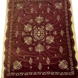 OSMANLI DÖNEMİ ALTINSIRMALI BİNDALLI İŞLEMELİ KADİFE YATAK ÖRTÜSÜ (N) - 1