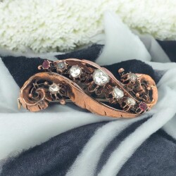 Osmanlı Dönemi Antika 8 Ayar Elmas Taşlı Broş ELM239 - 2