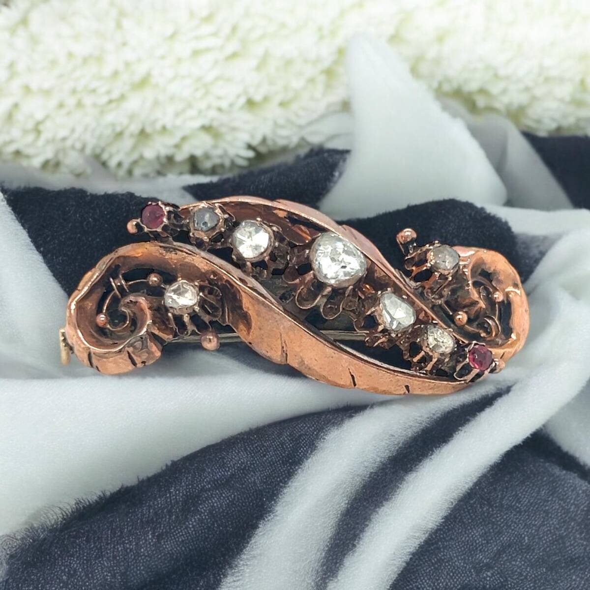 Osmanlı Dönemi Antika 8 Ayar Elmas Taşlı Broş ELM239 - 2