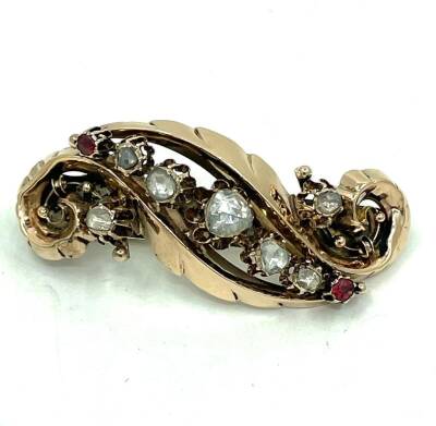 Osmanlı Dönemi Antika 8 Ayar Elmas Taşlı Broş ELM239 #9.20 - 4