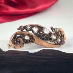 Osmanlı Dönemi Antika 8 Ayar Elmas Taşlı Broş ELM239 #9.20 - Gökçekoleksiyon