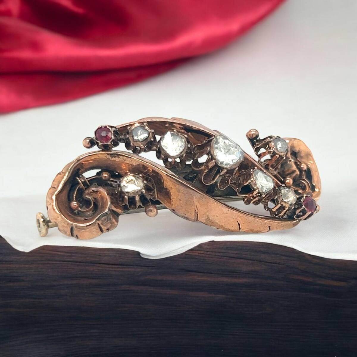 Osmanlı Dönemi Antika 8 Ayar Elmas Taşlı Broş ELM239 #9.20 - 1