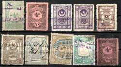 Osmanlı Dönemi Crédit Général Ottoman Banka Mühürlü ve Rüsum Pulları Lotu - 10 Adet PPT2723 - 