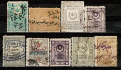 Osmanlı Dönemi Damgalı Mali Pul Lotu 9 Adet PPT2733 - 
