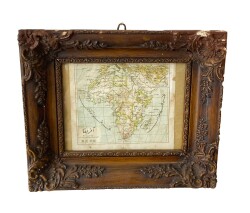 Osmanlı Dönemi Osmanlıca Afrika Haritası (Çerçeveli) AOB1987 - Gökçekoleksiyon