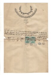Osmanlı Dönemi Şura-yı Devlet (Danıştay) Amblemli, Bol Mühürlü ve Üç Pullu Resmi Senet OSM67 - Gökçekoleksiyon
