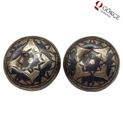 Osmanlı Gümüş Savatlı Kol Düğmesi 2Adet MVT313 - Gökçekoleksiyon