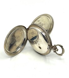 Osmanlı Kadran Anahtar Kurmalı Köstekli Gümüş Cep Saati – 44 mm | Çil Kondisyon (#1.20) SAA268 - 5