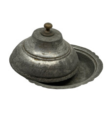 Osmanlı Kapaklı Bronz Sahan – 22 cm | Koleksiyonluk El İşçiliği Antika AOB3917 - 2