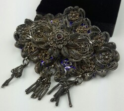 Osmanlı Mineli Telkari İşçilikli Gümüş Kemer Tokası – Ateş Kehribarlı Nadir Büyük Boy AOB135 - 5