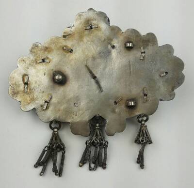 Osmanlı Mineli Telkari İşçilikli Gümüş Kemer Tokası – Ateş Kehribarlı Nadir Büyük Boy AOB135 - 3