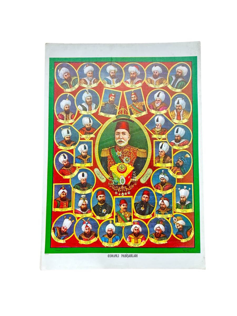 Osmanlı Padişahları Büyük Boy Kartpostal (35X50 cm) KRT23754 - 1