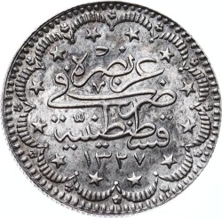 Osmanlı Sultan V. Mehmed Reşad Dönemi Gümüş 5 Kuruş - 1327 / 7 Cülus (1915) OMP3223 #229 - 2