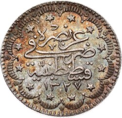 Osmanlı Sultan V. Mehmed Reşad Dönemi Gümüş 5 Kuruş - 1327 / 7 Elgazi OMP3225 #225 - 2