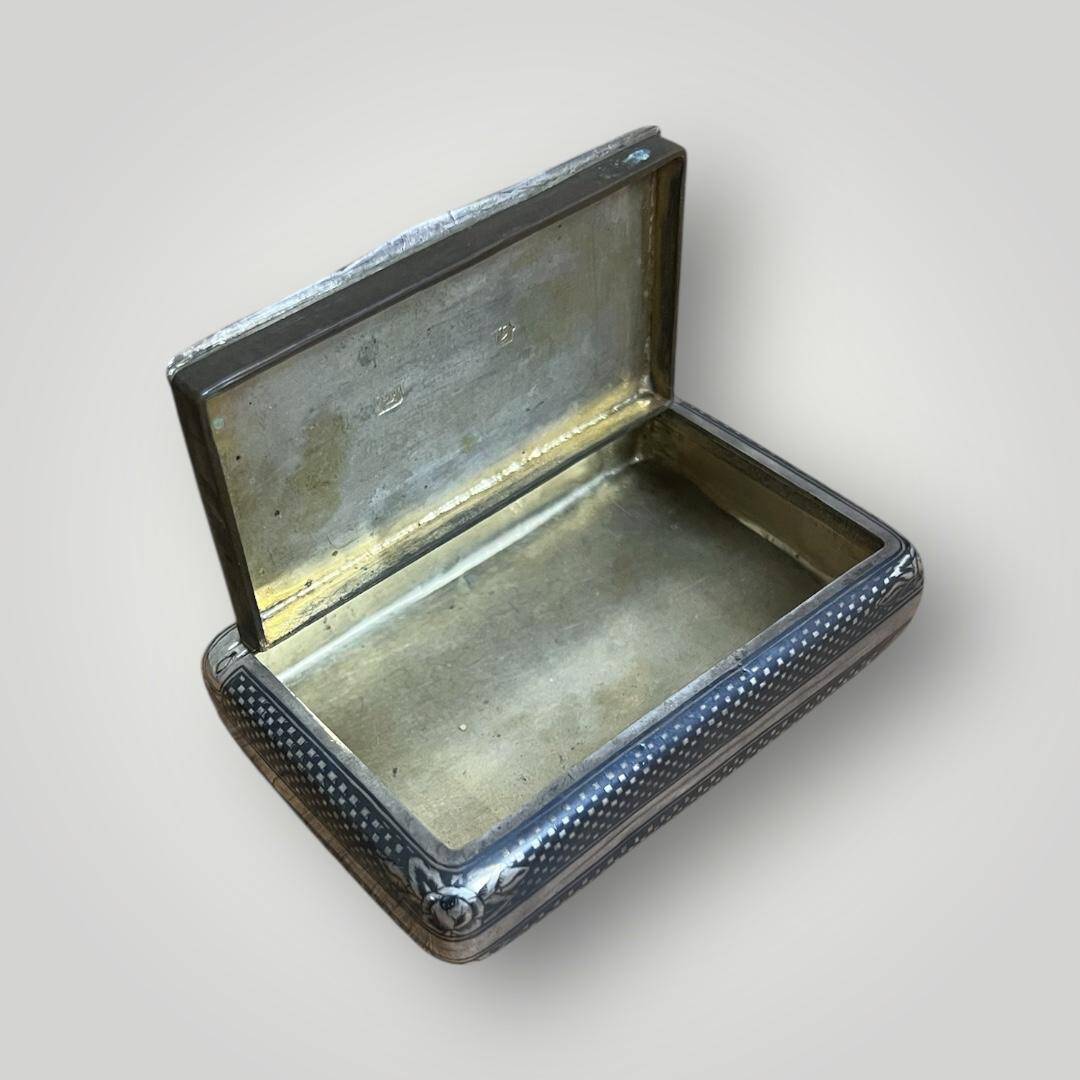 Osmanlı Tuğralı Gümüş Savatlı Van Damgalı Tütün Tabakası AOB6089 - 3