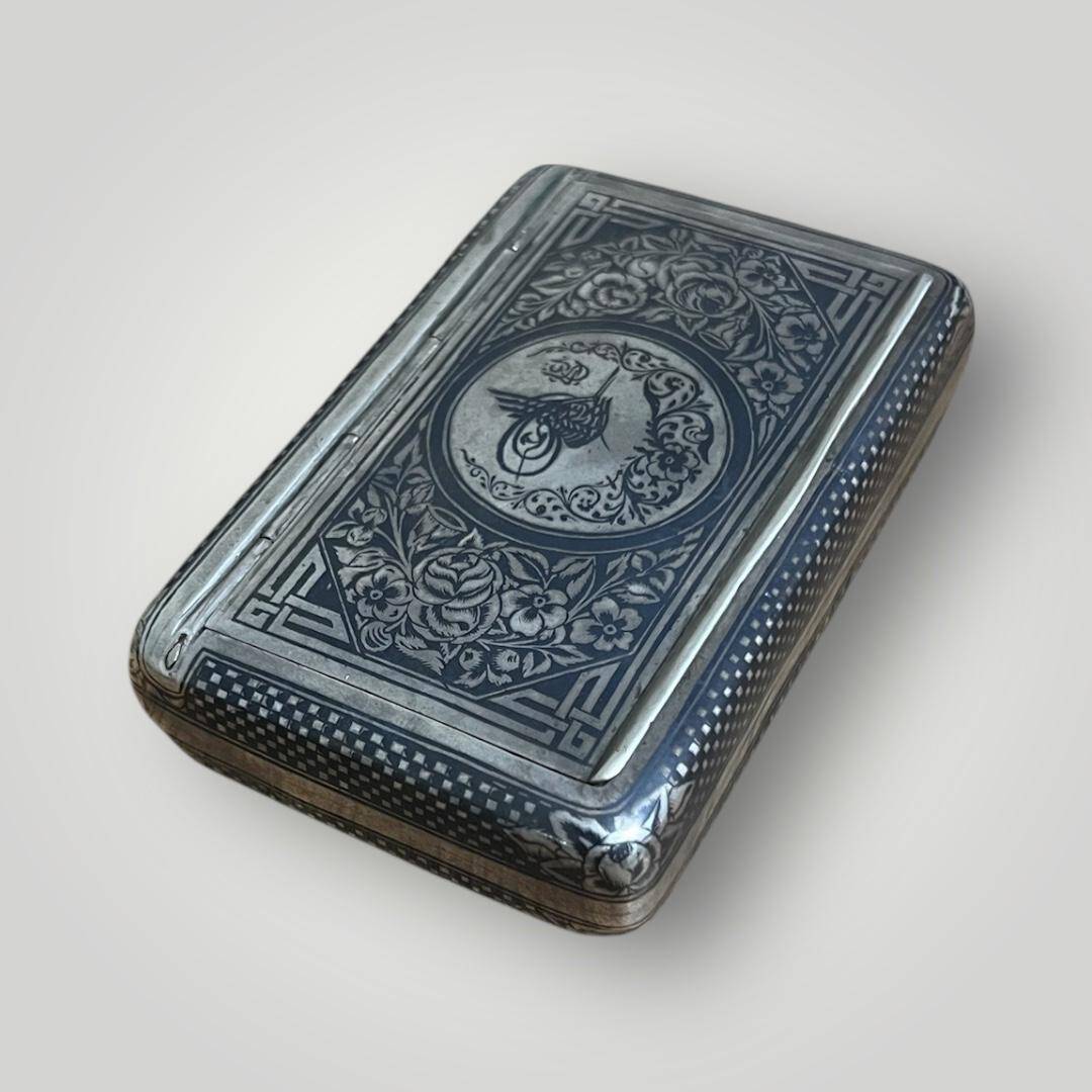 Osmanlı Tuğralı Gümüş Savatlı Van Damgalı Tütün Tabakası AOB6089 - 4