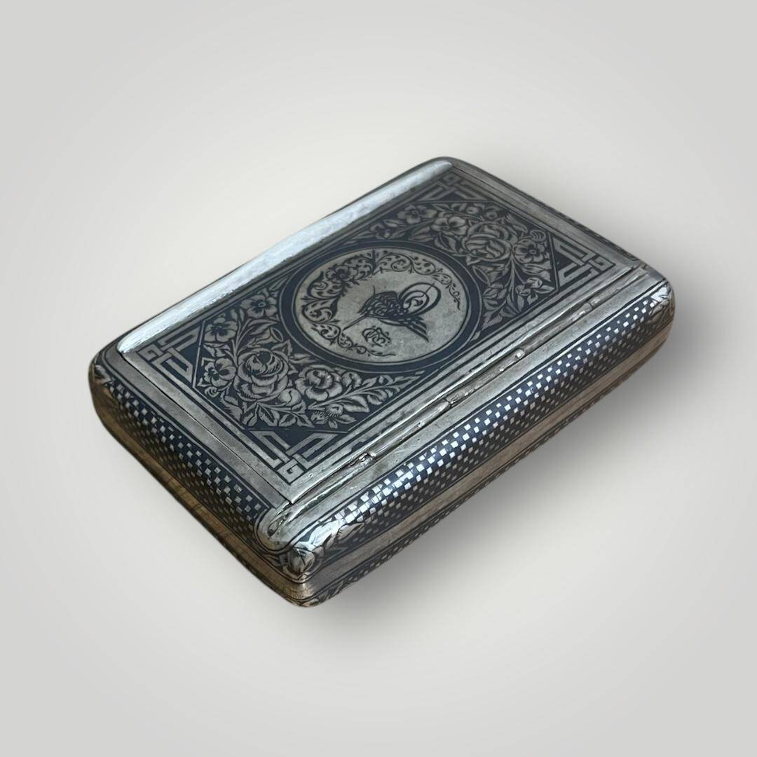 Osmanlı Tuğralı Gümüş Savatlı Van Damgalı Tütün Tabakası AOB6089 - 6