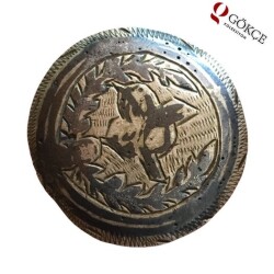 Osmanlı Tuğralı Savatlı Gümüş Düğme MVT316 - Gökçekoleksiyon