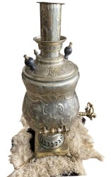 Osmanlıca Yazılı Antika Gümüş Kaplama Semaver AOB1893 - 2