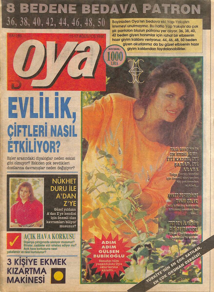 Oya Magazin Dergisi 11-17 Ağustos 1990 Sayı : 85 - Adım Adım Gülşen Bubikoğlu NDR101434 - 1