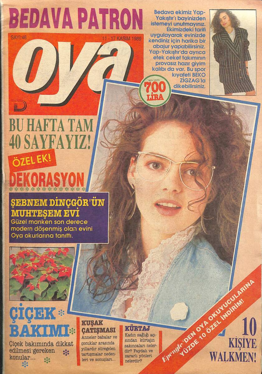 Oya Magazin Dergisi 11-17 Kasım 1989 Sayı : 46 - Ceylan Erdi Muradına - KENT Vitop Şeker Reklam NDR101445 - 1