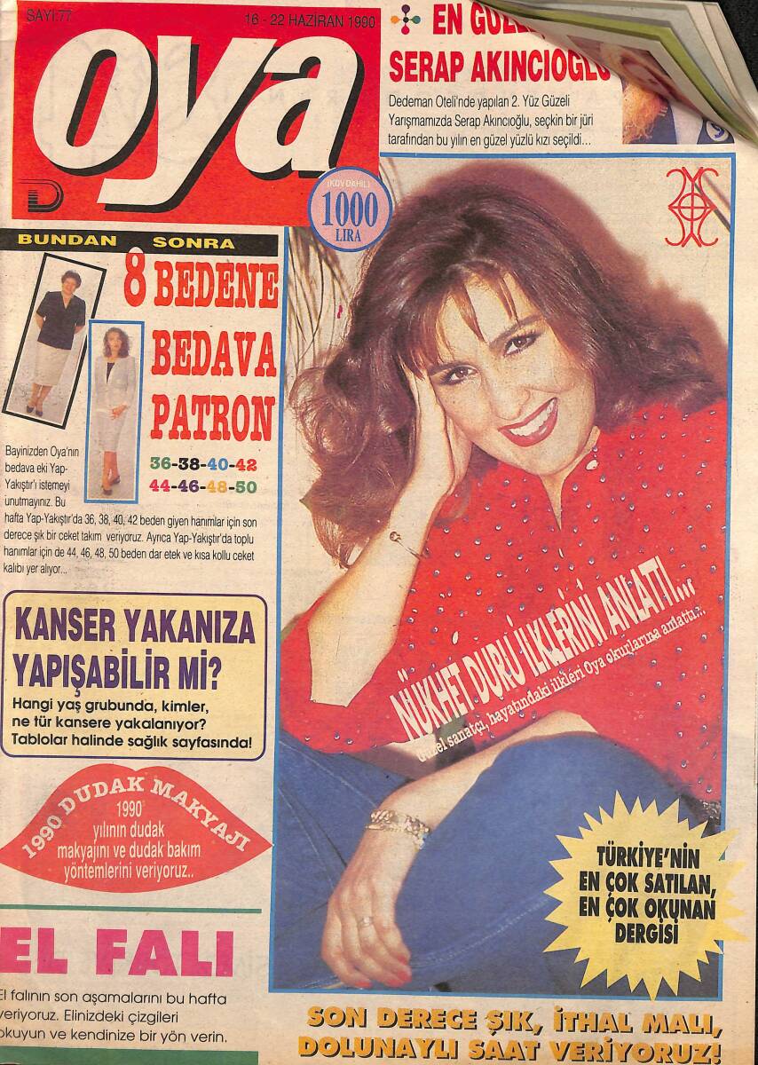 Oya Magazin Dergisi 16-22 Haziran 1990 Sayı : 77 - Ağa Kızı Seren Serengil - KENT TOPİTOP Reklamı NDR101421 - 1