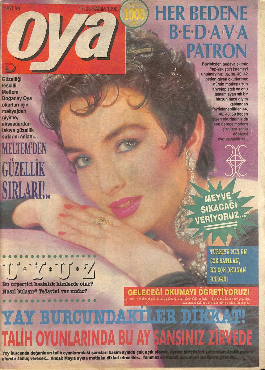 Oya Magazin Dergisi 17-23 Kasım 1990 Sayı : 99 - Meltem Doğanay'dan Güzellik Sırları NDR101459 - 1